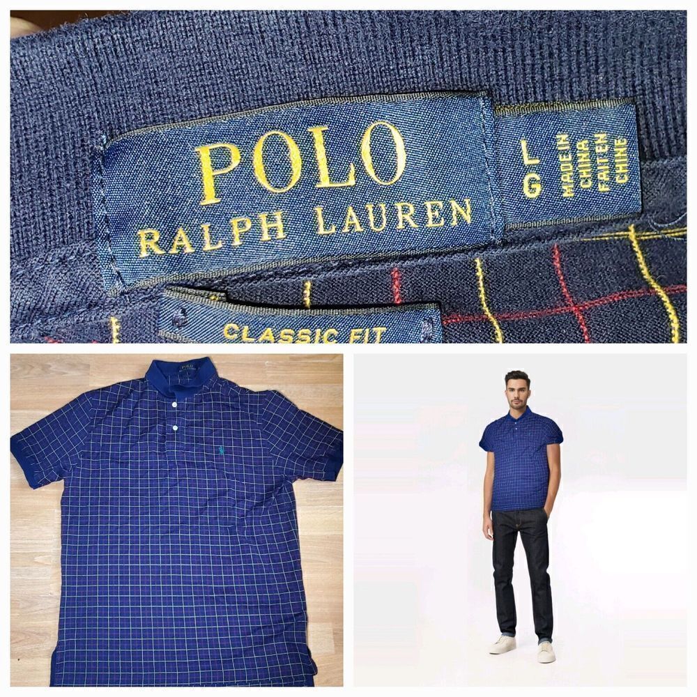 Polo Ralph Lauren Madras Plaid Oxford Large Classic Golf Shirt Luxury business